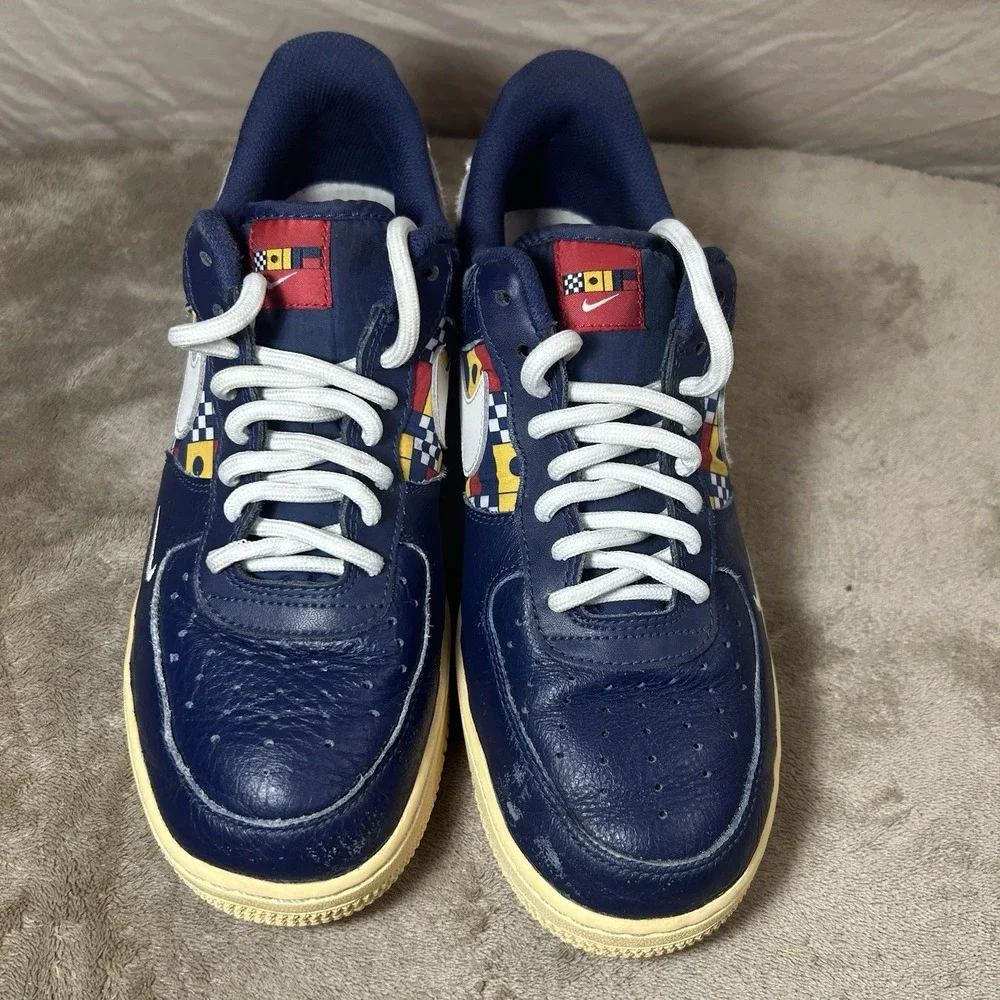 Nike Air Force 1 07 LV8 Nautical Redux Mens 8 Midnight Navy Flags AR5394-400